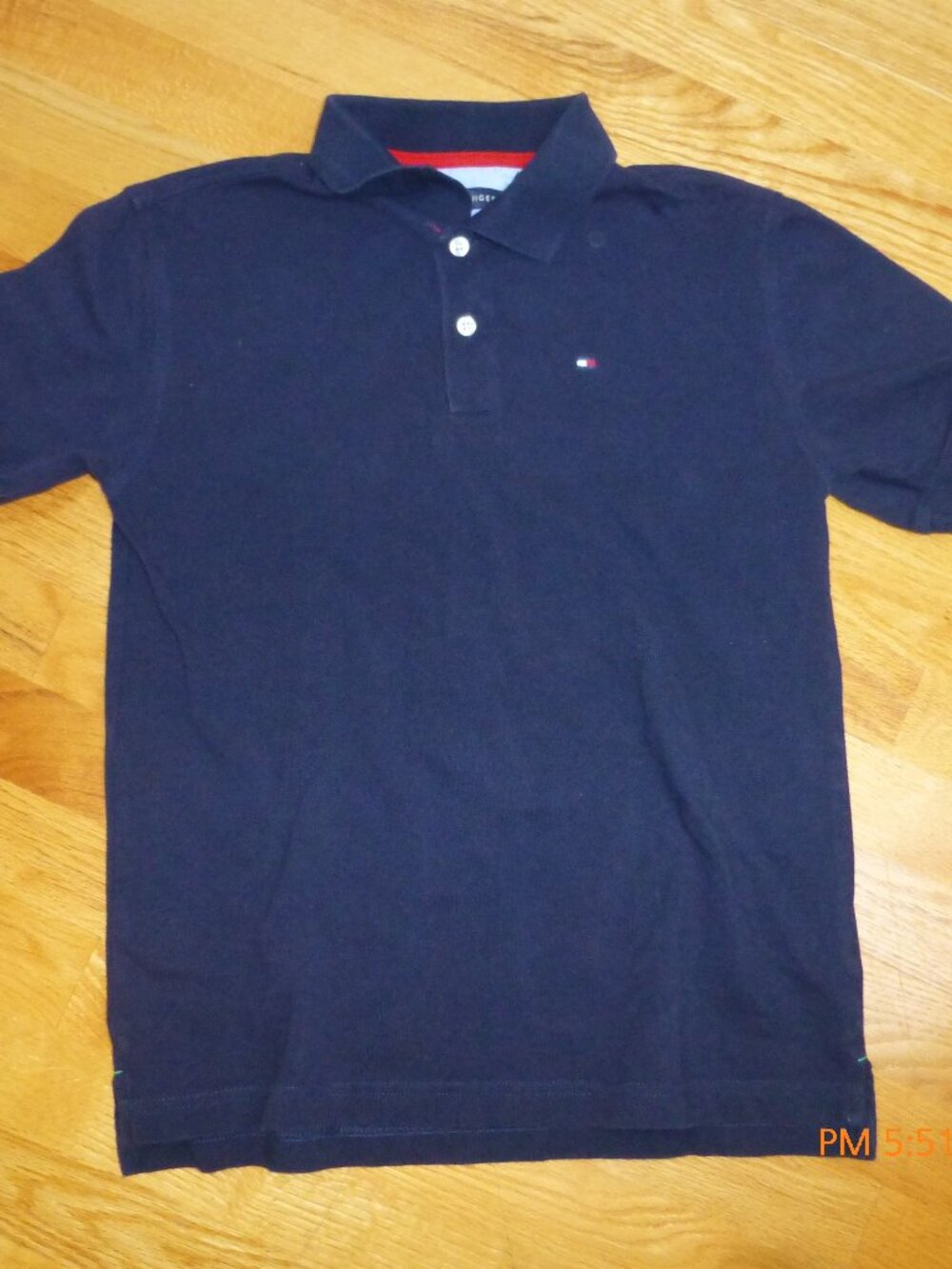 Tommy Hilfiger Navy Blue Cotton Polo Shirt Boys LG 14-16 preppy